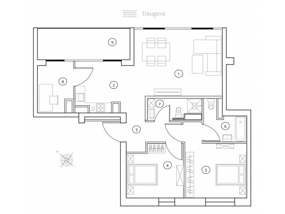  Penthouse   4 istabas  Platība:121.3 m2 