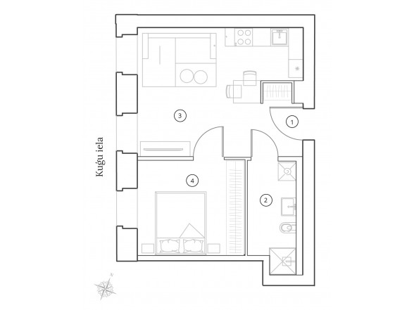  4. Stāvs   2 istabas  Platība: 40.1 m2 