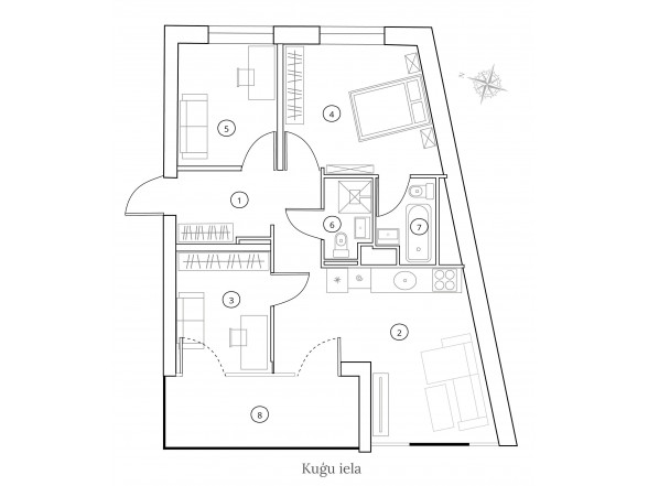 Penthouse 4 istabas Platība: 95.90 m2