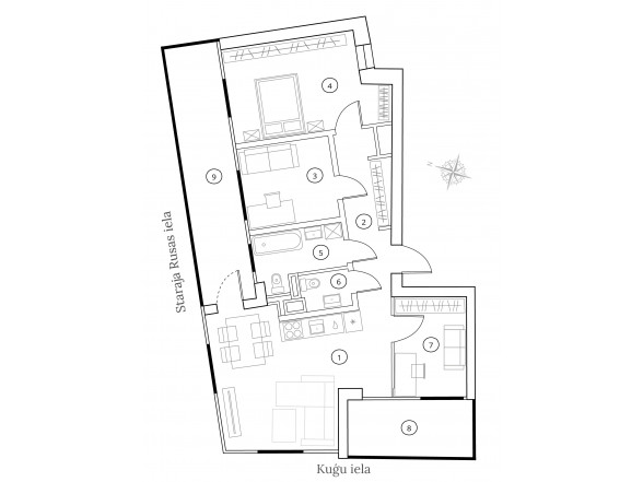 Penthouse 4 istabas Platība: 123.2 m2